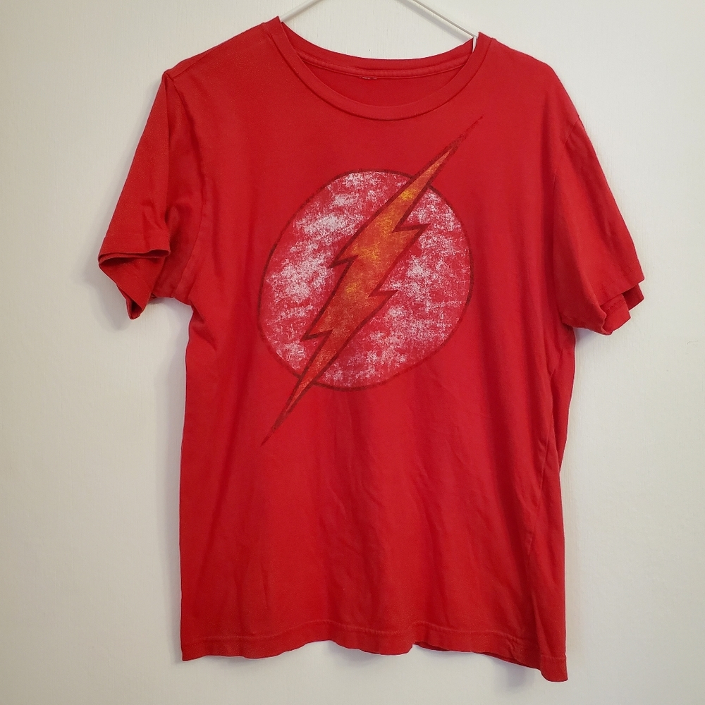 DC Comics The Flash T-Shirt Men's Size Large Short Sleeve Graphic Red Sheldon
